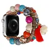 Adecuado para Apple Applewatch S8 reloj borla de elefante blanco joyería con cuentas cadena de reloj correa iwatch S9