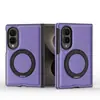 Aplicable para Samsung Galaxy Z Fold 8 Funda de Teléfono de Carga Inalámbrica Magnética Soporte con Hebilla de Anillo para Dedo Rotación 360 grados Funda de Cuero