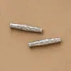Grão de Madeira Retrô Tubo Reto Prata Esterlina S925 Prata Envelhecida Artesanal Acessórios para Pulseira Colar DIY Tubo de Prata Acessórios de Contas Espaçadoras Longas