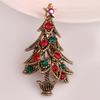 Broche de árbol de Navidad, nuevo broche de moda europea y americana con diamantes, estilo retro, para traje, comercio exterior, joyería navideña al por mayor