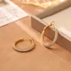 Brincos de Argola Redondos com Microincrustação de Zircônia Super Brilhantes com uma Vibe de Moda de Alto Padrão, Brincos de Agulha de Prata, Estilo Minimalista, Versátil para o Dia a Dia
