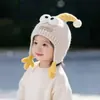 Gorro de Bebé Otoño e Invierno Cálido Engrosado Tejido con Protección para los Oídos para Niños y Niñas Lindo a Prueba de Viento de Dibujos Animados de Lana