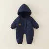 Mono de Algodón Acolchado Grueso para Bebés Otoño e Invierno para Niños y Niñas, Ropa Cálida para Salir, Mameluco, Ropa de Algodón