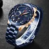 Reloj de Cuarzo de Negocios para Hombre Lige/Lige Transfronterizo Tres Ojos Seis Manecillas Multifunción Resistente al Agua Cronógrafo
