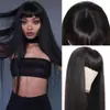 Estación Independiente de Pelucas Transfronterizas Europeas y Americanas Peluca de Fibra Química de Seda de Alta Temperatura Europea y Americana con Flequillo al Aire Cabello Largo y Liso Gorro
