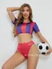 Lingerie Sexy Estilo Europeu e Americano Transfronteiriça Novo Modelo Roupa de Banho Football Babe Conjunto de Duas Peças Seductora Roupa de Estudante para Boate Venda por Atacado de Fábrica