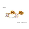 Moda Coreana Ins Patrón Geométrico Simple Pendientes de Botón con Diamantes para Mujer Acero Inoxidable Personalizado Chapado en Oro de 18K Joyería de Alta Gama
