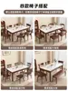 Mesa de Comedor de Pizarra para Hogar Apartamento Pequeño Estilo Nórdico de Tronco Mesa de Comedor Rectangular Combinación de Mesa y Sillas de Madera Maciza Pura