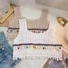 Chaleco de verano estilo étnico retro con borlas tejidas y cuello, ropa playera sexy, venta directa de fábrica