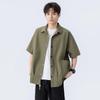 NASA Seda de Hielo Ropa de Trabajo Camisa de Manga Corta para Hombre Verano Delgado Nueva Moda Marca Holgada Casual Camisa Cardigan Chaqueta