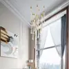 [Personalizado] Lustre Longo de Cristal para Iluminação de Villa, Apartamento com Escada, Lustre Duplex Oco Rotativo de Luxo Leve