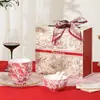 Regalo de Boda Rosa Roja Juego de Vajilla de Cerámica China Tazones y Platos Regalo para Casa Nueva Tazones y Platos Actividades Empresariales