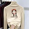 Camisa Base De Rong Infantil 2025 Nova Outono e Inverno Top Estiloso com Babados para Crianças Maiores Primavera e Outono Manga Longa