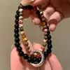 [Mo Chuan] Pedra Vulcânica Pixiu 18 Sementes Panlong Zhenyan Pulseira de Contas Pulseira Preta