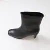 629-2 Botines Negros de Tacón Alto con Punta Cuadrada sin Cordones Otoño e Invierno 2025 Casual para el Trabajo Más Fáciles de Combinar Botines