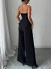 Amazon Transfronterizo Ropa de Mujer 2025 Nuevo Estilo Primavera y Verano Vacaciones Europeo y Americano Elegante Empalme Hombros Descubiertos Chaleco Pantalones de Pierna Ancha Conjunto