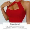Top Cropped Zeriluna com Gola Halter Vazado para Verão, Estilo Hot Girl, Slim Fit, Sem Mangas