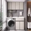 Combinación de gabinete integrado para balcón de lavadora de aluminio grueso tipo panal todo de aluminio, fregadero de lavandería con tabla de lavar y lavabo