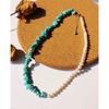 Collar de perlas con costuras turquesas de verano para mujer, estilo europeo y americano, con cadena de perlas de agua dulce AB, estilo festivo de moda 54