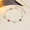 Collar Pulsera de Acero de Titanio con Piedras de Colores Arco del Triunfo de Xiaohongshu, Mismo Producto Más Vendido para Mujer, Cadena para Clavícula de Diseño de Nicho de Lujo Accesible