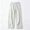 Nuevos Pantalones Casuales de Algodón Suave y Esponjoso para Otoño e Invierno para Mujer Cintura Elástica Cordón Pierna Recta Larga Versátil Pierna Ancha Pantalones de Mujer