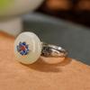 Anillo de plata de ley Yilu S925 con cloisonné de jade natural de Hetian y loto, estilo clásico nacional, personalizado, retro