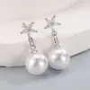 Brincos de Pérola Imitação com Fragrância de Flor Romântica e Elegante Francesa Design de Nicho Brincos Simples de Diamante de Alta Qualidade
