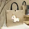 Bolsa de Lona 2026 Gran Capacidad Estampada para el Trabajo Viaje Diario Bolsa de Lino Bolso de Mano para Compras de Mamá Bolsa Tote