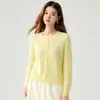 Cardigan de Gola Redonda Novo Outono e Inverno Feminino Cashmere Macio Amigo da Pele Malha Suéter Casaco Cor Sólida Manga Longa Emagrecimento Top
