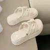 Sandalias de verano para mujer estilo hada con suelas gruesas y plataformas que aumentan la altura, nuevo modelo 2026, sandalias romanas dulces con perlas y pedrería