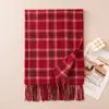 Bufanda y chal de invierno para mujer, estampado a cuadros con flecos, estilo coreano, ambiente de campus, bufanda unisex, calentador de cuello para parejas