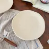 Plato Minimalista Estilo Japonés Tinta Salpicada Mate Retro Irregular Cerámica para Pasta Plato de Postre Desayuno Hogareño de Alto Valor