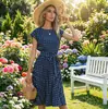 2026 Nueva Ropa de Mujer de Venta Caliente Europea y Americana Transfronteriza Amazon Vestido Falda Retro Francés de Lunares Plisado con Lazo