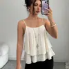 Camisole Feminina Nova de Verão Casual Simples Cor Sólida Design de Camada Dupla Solta