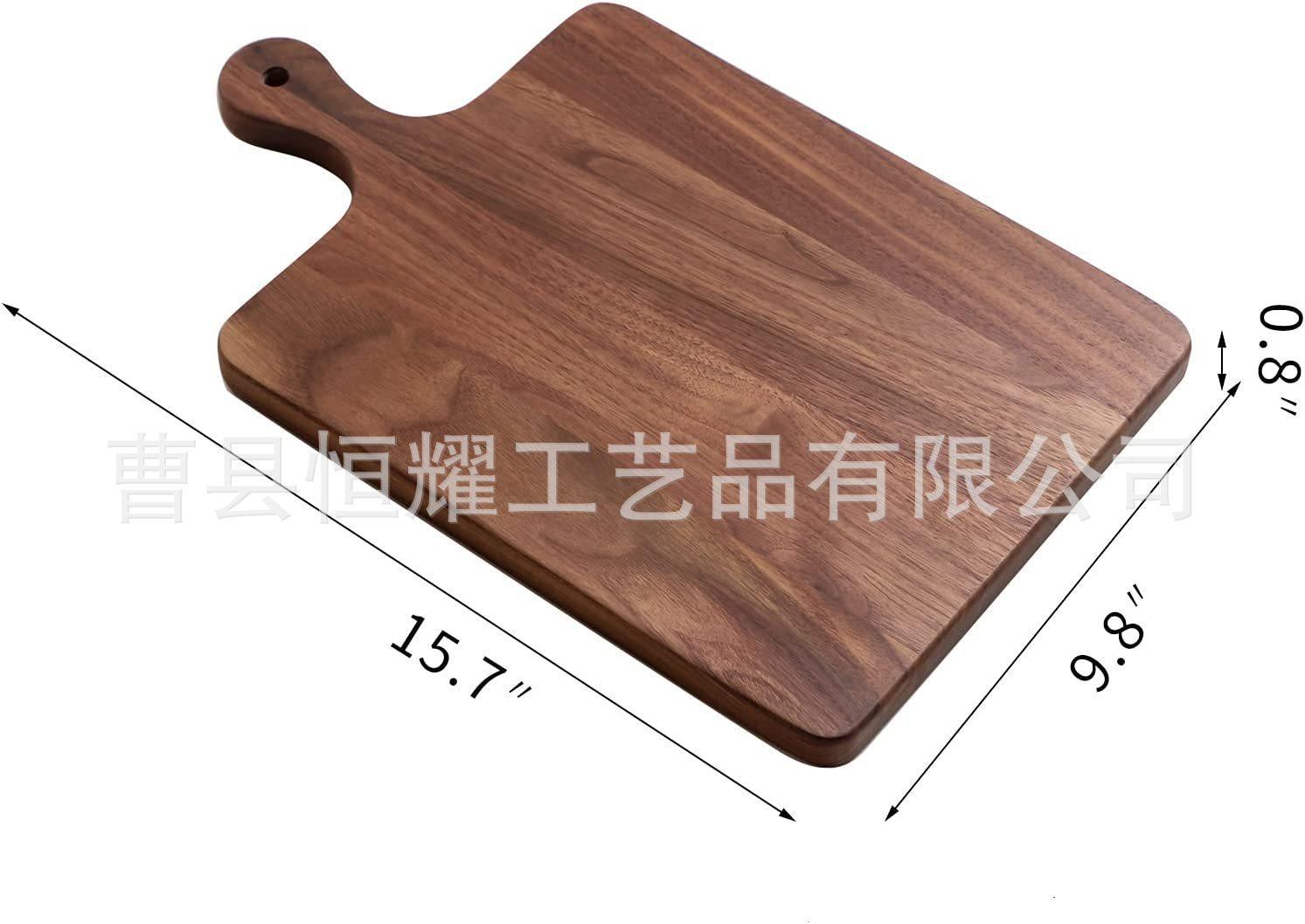 跨境胡桃木厨房砧板木制带手柄方形面包披萨奶酪板可悬挂牛排餐板