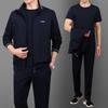 Conjunto Esportivo Masculino 2023 Primavera e Outono Conjunto de Três Peças Tamanho Grande para Meia-idade e Idosos Roupa Esportiva Roupa Esportiva para Exercício Matinal de Pai