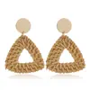 Brincos Geométricos de Videira Tecidos à Mão Estilo Étnico Retrô Brincos de Rattan Exagerados Vento de Praia Transfronteiriços Europeus e Americanos