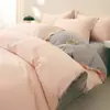 Conjunto de Roupa de Cama Simples de Algodão Puro Quatro Peças Universal para Todas as Estações Lençol de Cama 100% Algodão Lençol com Elástico Capa de Edredom Conjunto de Roupa de Cama para Dormitório Três Peças