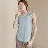 Camiseta deportiva holgada para mujer, que cubre la cadera, ajustada, para yoga, de verano, fina, larga, para entrenamiento, fitness, sin mangas