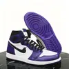 Zapatos Putian Originales Puros Aj1 Generación de Caña Alta para Hombres y Mujeres Zapatos Deportivos Casuales de Baloncesto Hebilla de Spider-Man Punta Negra Morada Rota Aj1