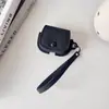 Nova Capa para Fone de Ouvido AirPods Couro com Sensação de Pele Apple Bluetooth Anti-queda Capa para Fone de Ouvido Cordão para Celular Xadrez Embossado