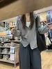Cardigã Moletom com Capuz Escovado para Mulheres, Estilo Coreano Primavera/Outono, Peça de Roupa Externa Solta com Zíper, Top Casual Versátil Macio e que Valoriza a Figura