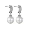 Aretes de Perlas Dongdaemun Clip de Cobre Aretes de Zirconia 3A Aretes de Perlas Japoneses y Coreanos Joyería para Damas Outlet de Fábrica