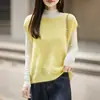Chaleco de punto de lana cepillada para mujer, sin costuras, de cuello redondo y sin mangas, perfecto para usar en capas y como prenda exterior