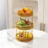 Mesa de centro de sala de estar bandeja de frutas estante de almacenamiento de bocadillos estante de arte de hierro para mesa de comedor del hogar cesta de frutas creativa de múltiples capas
