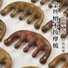 Peine de Masaje Meridianos de Sándalo Dorado Personalizado, Peine de Madera para Cuero Cabelludo y Cabeza, Peine Meridianos, Peine de Cinco Dedos para Terapia Capilar de Mujeres