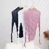 Camiseta de Top Plisado de Mimbre Línea Principal Miyake para Mujer Elegante Cuello Semi Alto Diseño Ajustado Moda Versátil Camisa Básica