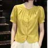Nova camisa feminina tradicional estilo chinês, top de verão de manga curta, novo design, blusa de verão que rejuvenesce, camiseta para meia-idade e idosos