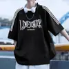 Marca Americana Tendência Conjunto Vinho Tinto Manga Curta para Homem Verão Jovem Fresco Estiloso Conjunto de Camiseta Casual Esportivo Conjunto de Duas Peças