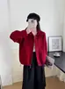 Cárdigan de Lana de Punto con Solapa Doble Cara para Mujer 2026 Otoño/Invierno Nuevo Holgado Versátil Cremallera Color Sólido Abrigo Suéter